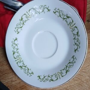 Elegant White and Green Dinner Plate